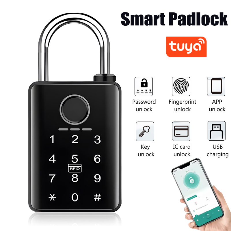 Door Lock Smart Keypad - Tuya スマートドアロック指紋南京錠パスワードアプリカードキーロック解除 7 ミリメートル 10 ミリメートルスマート南京錠防水電子ロック