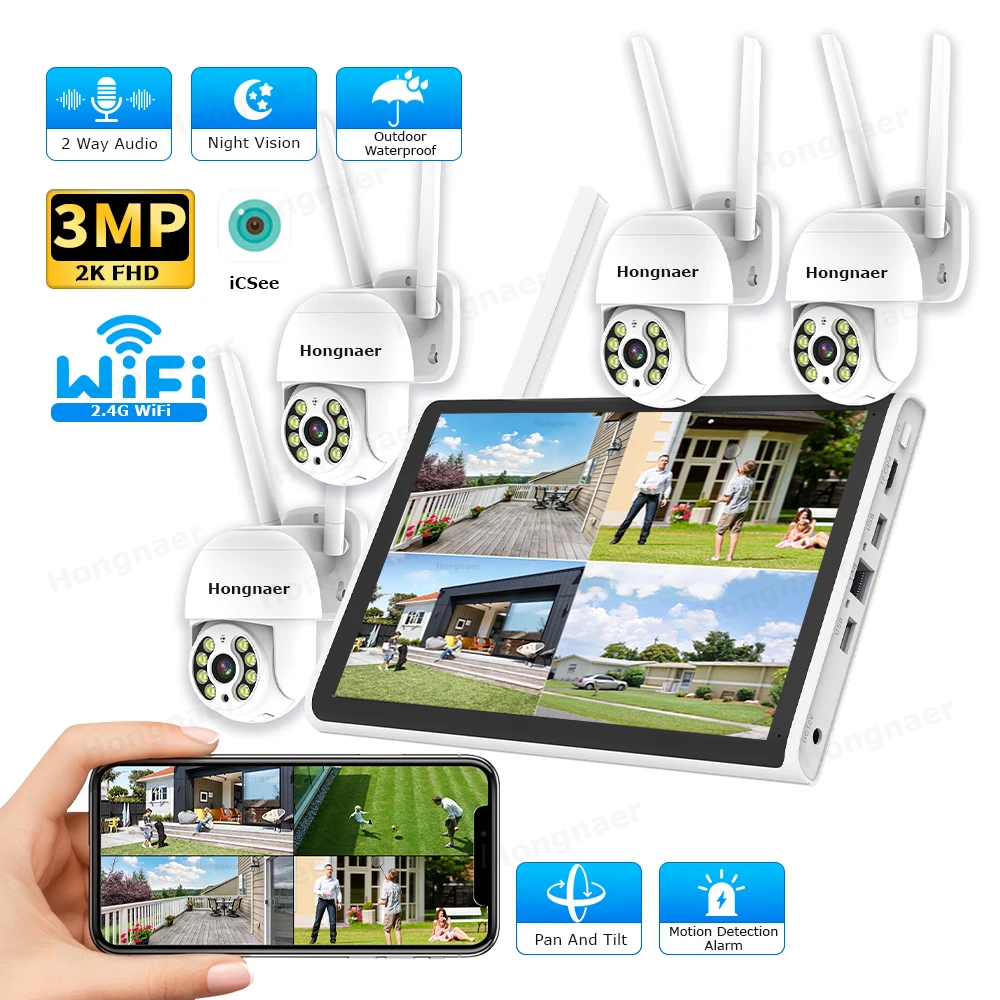 Home Security Wireless - 2026年 ホンナール 3MP 4チャンネル WiFi ホームIP