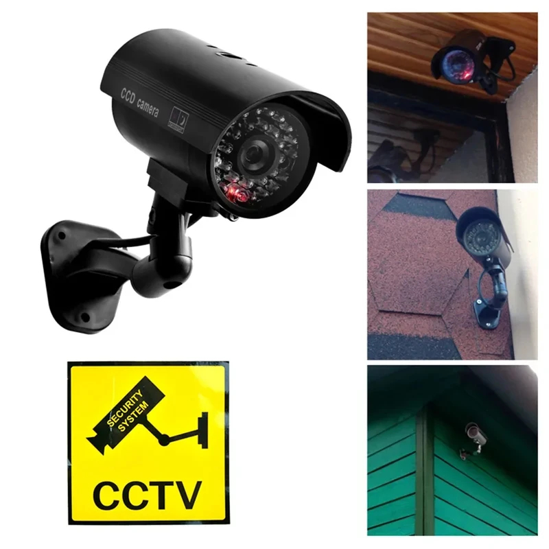 Home Security Camera Installation - シミュレーション偽弾丸カメラダミーカメラ屋外LEDライトモニター防水点滅機能付きホームセキュリティ保護