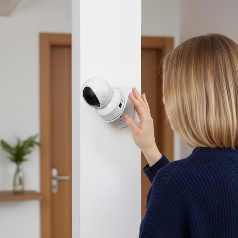 Home Security Camera Installation - 壁掛け式L字型PTZカメラブラケット、接着ベース付き、穴あけ不要、簡単設置、家庭用またはビジネスセキュリティ用
