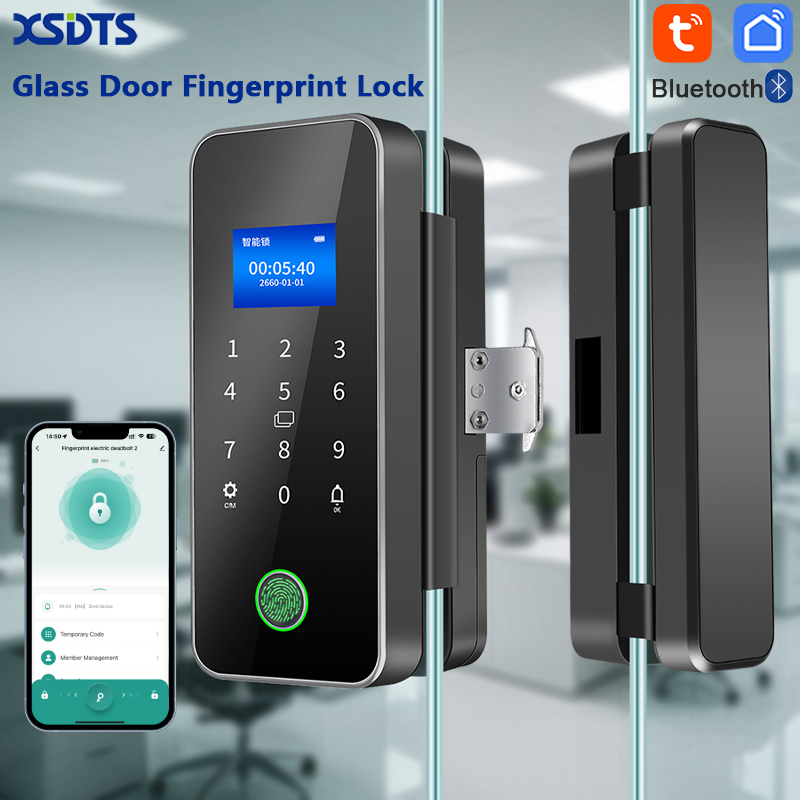 Door Lock Smart Keypad - スマートドアロック指紋認証ガラスドアリモコンTuyaアプリカードデジタルコード電子式オフィスに最適