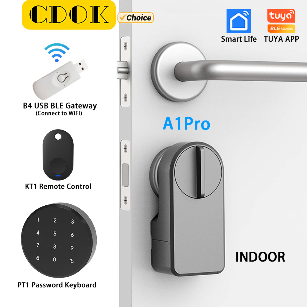 Door Lock Smart Keypad - CDOK A1Pro Tuya Bluetoothスマートロックは、従来のドアロックの手動ノブに取り付けてスマートロック解除を実現します。