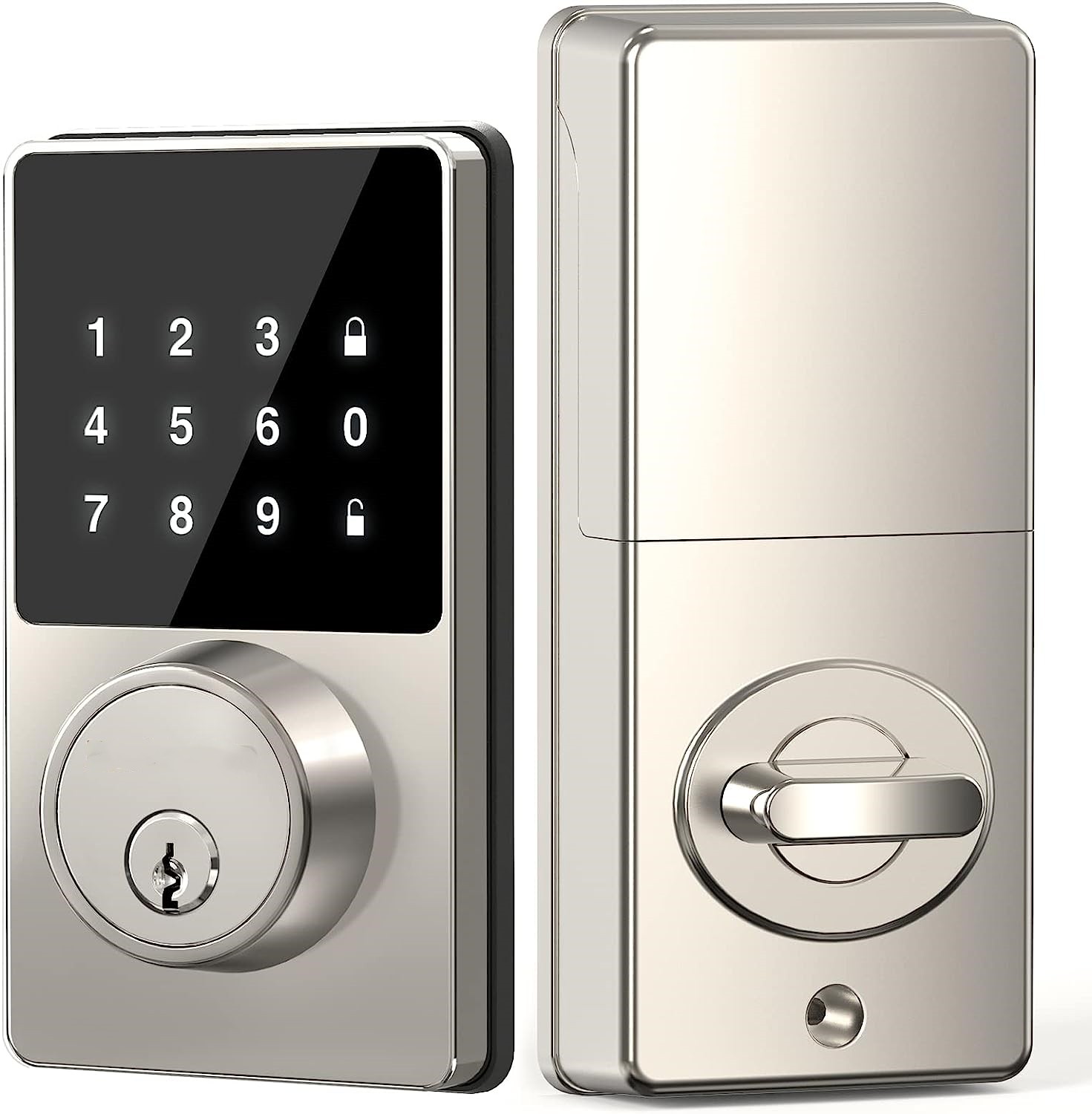 Door Lock Smart Keypad - パスワード付きスマートロック、タッチスクリーンキーパッド付きキーレスエントリードアロック、簡単設置、アプリによるロック解除、50ユーザーコード