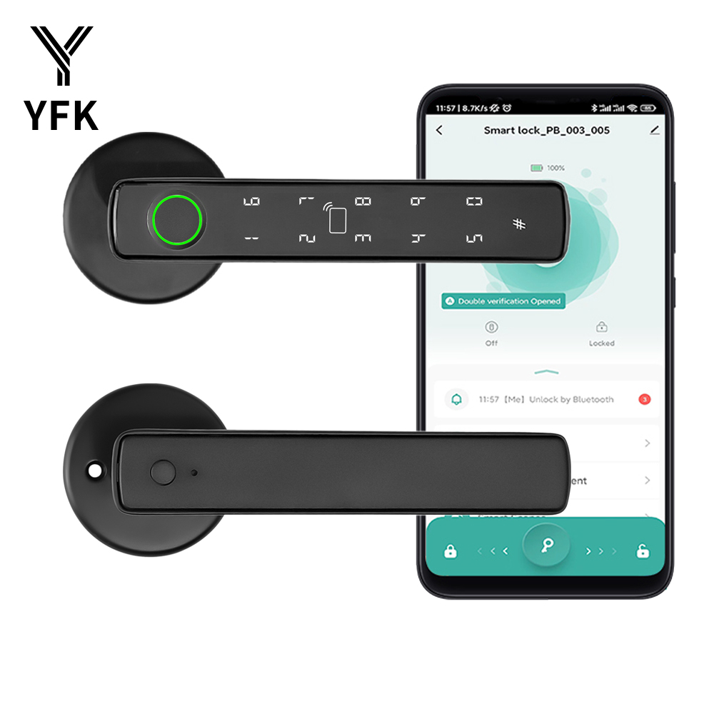 Door Lock Smart Keypad - Tuya Bluetoothスマート指紋ドアロック 5つの解錠方法 ICカード NFCパスワード 一時コード
