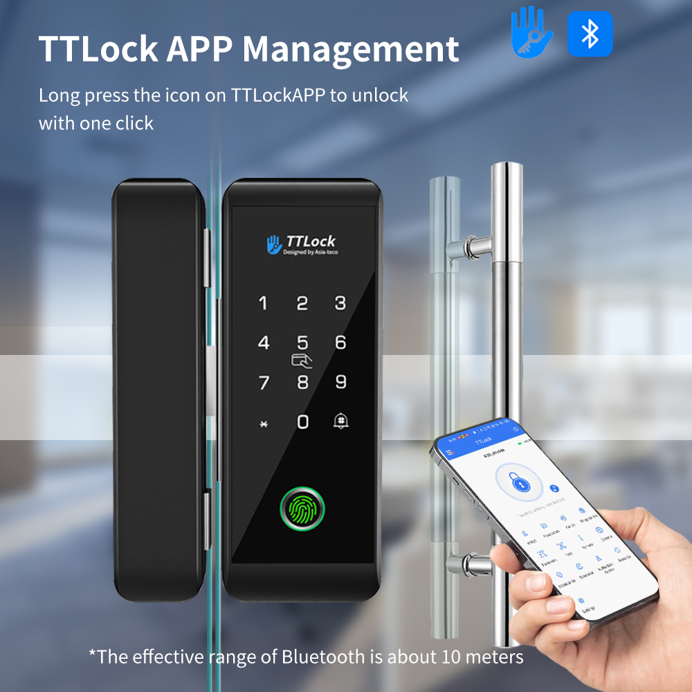 Door Lock Smart Keypad - TTLOCK スマートガラスロック 指紋認証 13.56mhz パスワード解錠 オフィス簡単設置
