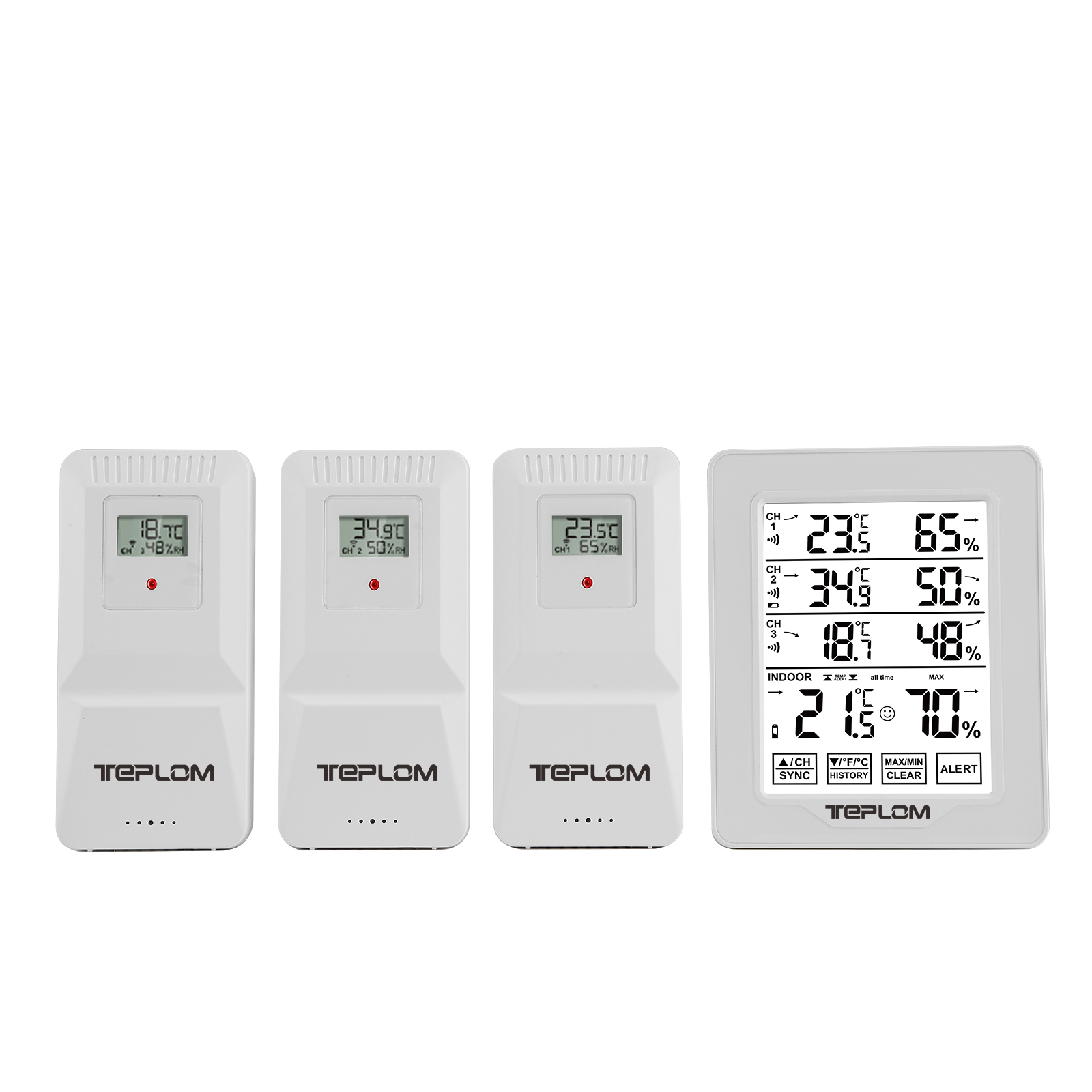 Home Security Wireless - 3-in-1 ワイヤレス屋内屋外デジタル温度計湿度計大画面温度アラーム監視レコーダー