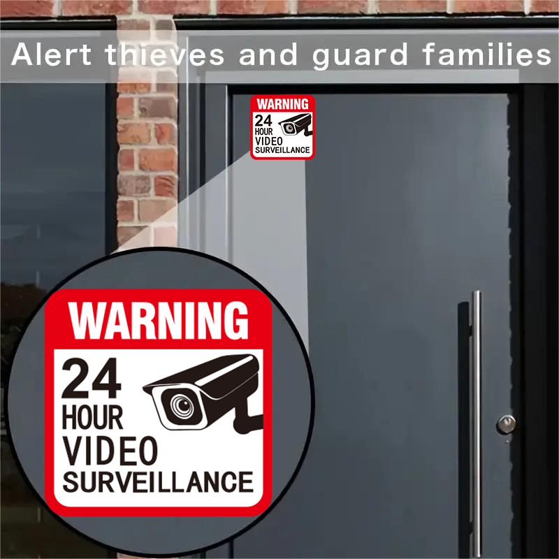 5枚/パック 5*5インチ 24時間監視警告ラベルステッカー - Home Security Companies のレビューと価格