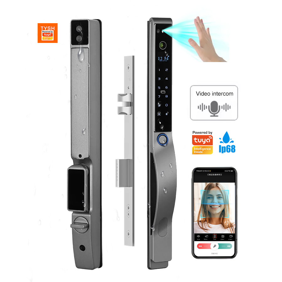 TYSH Tuya防水3D顔認証アルミ製スライドドアロック電 - Door Lock Smart Keypad のレビューと価格