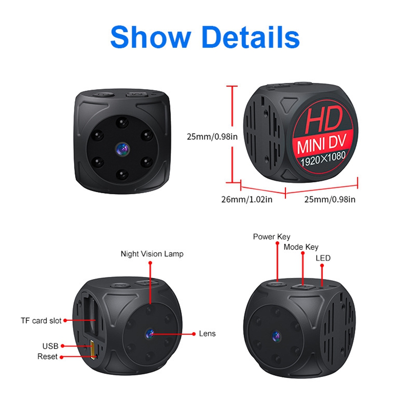 ミニHDカメラ 1080p ポータブル小型ナニーカム ビデオ - Home Security Video のレビューと価格