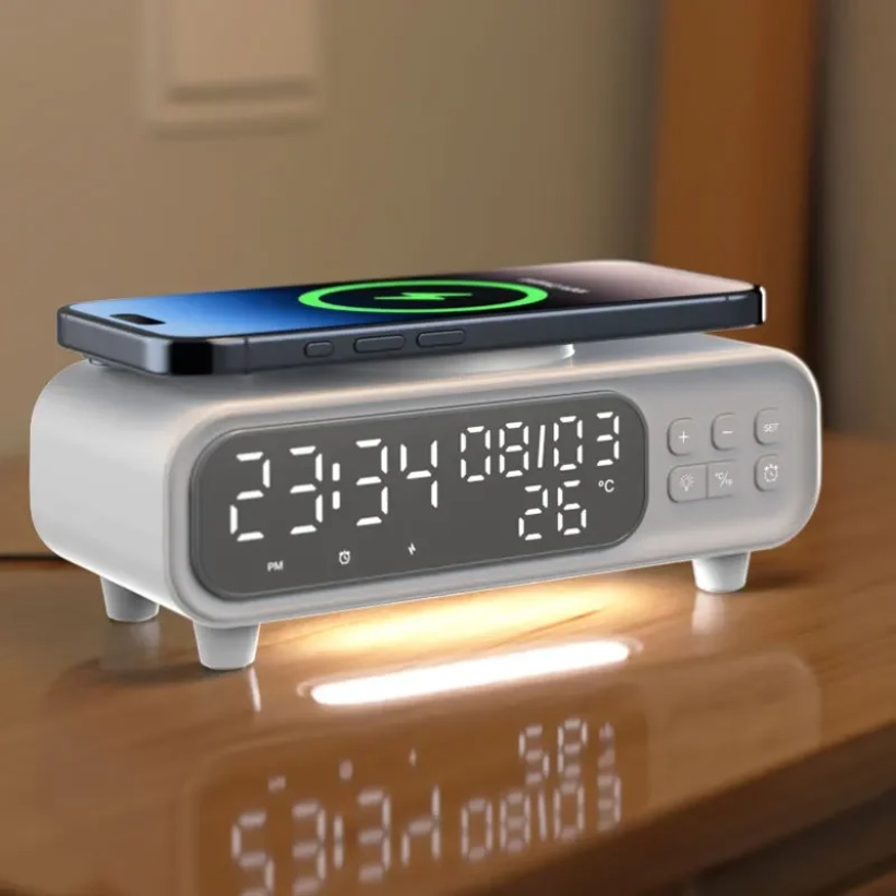 15 ワットワイヤレス充電器時間目覚まし時計 LED ナイト - Home Security Wireless のレビューと価格