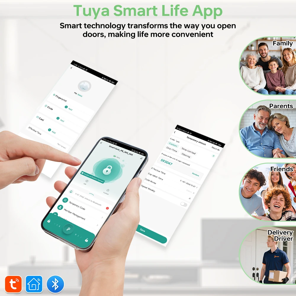 Tuya Bluetoothスマート指紋ドアロック 5つの解 - Door Lock Smart Keypad のレビューと価格