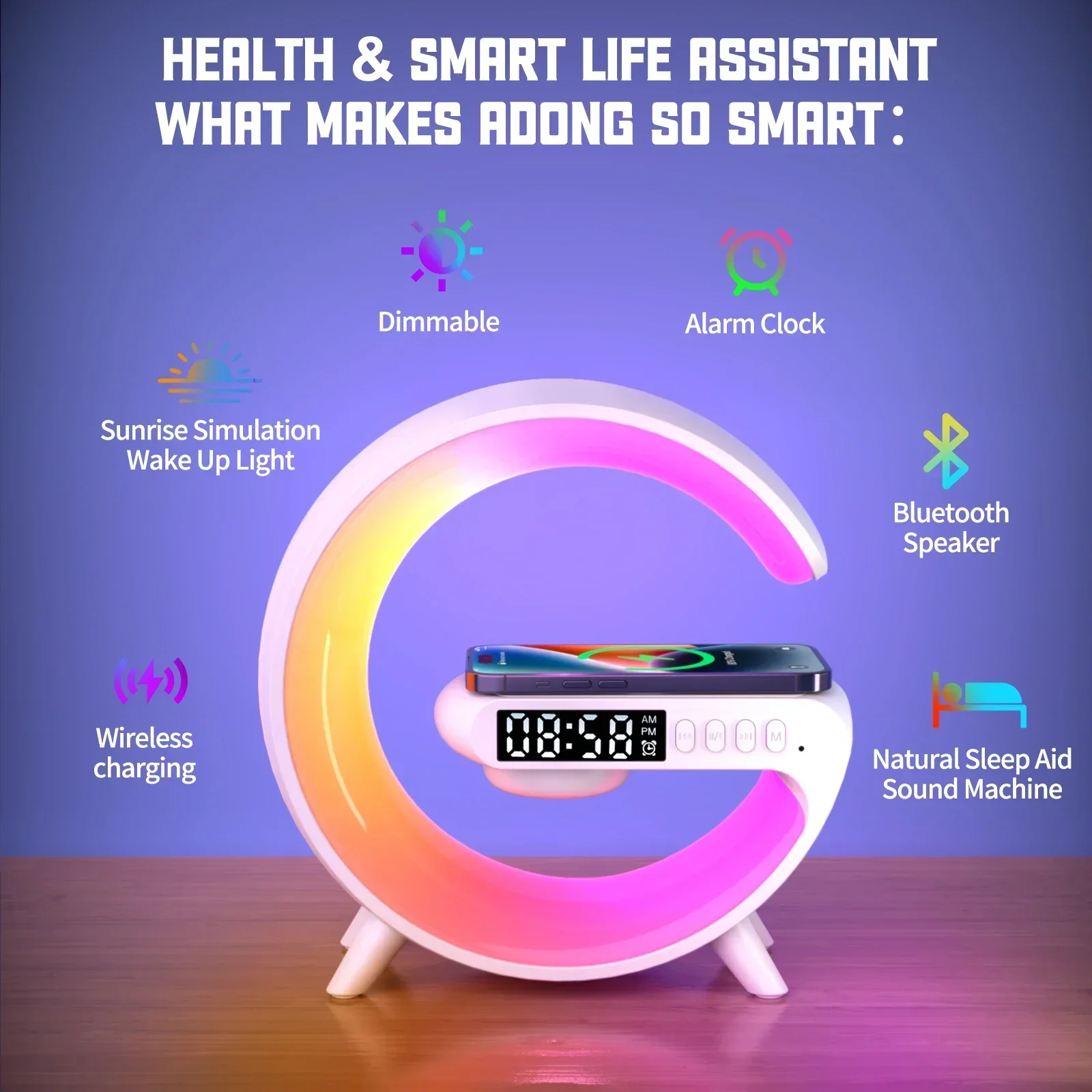 多機能ワイヤレス充電器スタンドパッド RGB ライト目覚まし - Home Security Wireless のレビューと価格